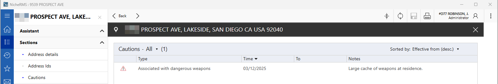 Addresses  Cautions Grid View