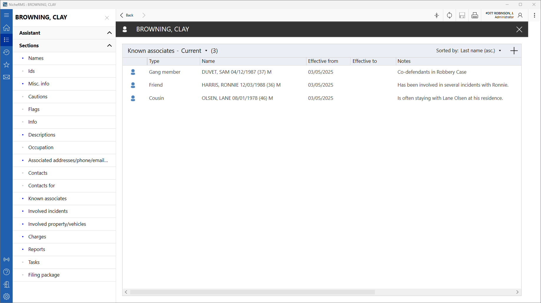 Persons Associates Grid View